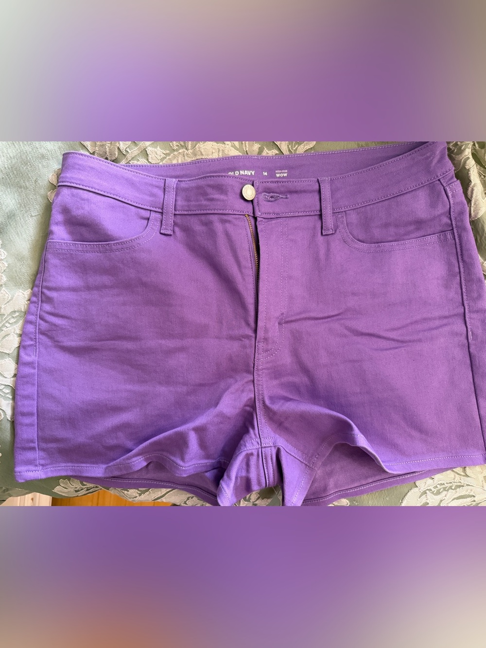 Old Navy High-Waisted Purple Denim Shorts Size 14